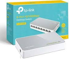 SwitchTP Link TL-SF1008D 8 port HARDWARE FEATURES Standards and Protocols	IEEE 802.3, IEEE 802.3u, IEEE 802.3x CSMA/CD Interface	8 10/100Mbps Ports, Auto-Negotiation, Auto-MDI/MDIX Fan Quantity	Fanless Power Supply	External Power Adapter(Output: 5.0VDC / 0.6A) Power Consumption	Maximum: 2.2W (220V/50Hz) External Power Supply	100-240VAC, 50/60Hz Buffer Size	2Mb Data Rates	10/100Mbps at Half Duplex ; 20/200Mbps at Full Duplex LED Indicator	Power, 1, 2, 3, 4, 5, 6, 7, 8 Dimensions ( W x D x H )	5.3*3.1*0.9 in. (134.5*79*22.5mm) SOFTWARE FEATURES Transfer Method	Store and Forward Advanced Functions	Green Technology, saving power up to 60% 802.3X Flow Control, Back Pressure OTHERS Certification	FCC, CE, RoHS Package Contents	8-Port 10/100Mbps Desktop Switch Power Adapter User Guide System Requirements	Microsoft® Windows®, XP, Vista or Windows 7, Windows 8, Mac® OS, NetWare®, UNIX® or Linux. Environment	Operating Temperature: 0°C~40°C (32°F~104°F); Storage Temperature: -40°C~70°C (-40°F~158°F); Operating Humidity: 10%~90% non-condensing; Storage Humidity: 5%~90% non-condensing XEM THÊM THÔNG SỐ   Switch TP-Link TL-SF1008D 8 port